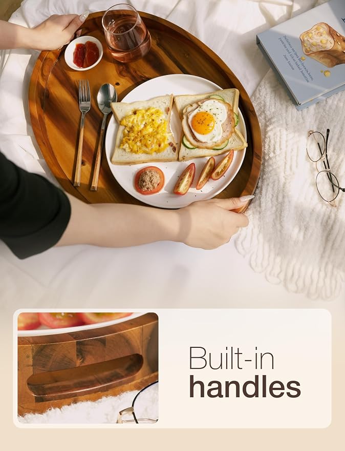 TIDITA Acacia Oval Wooden Serving Tray - Image 3