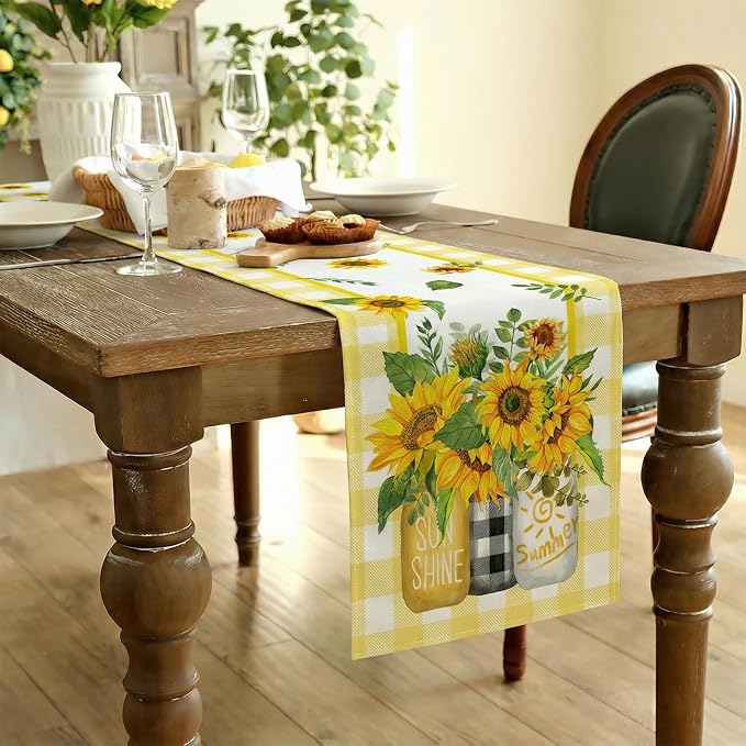 Sunflower Summer Table Runner 13x120 Inch, Kitchen Dining Table Decoration - Image 3