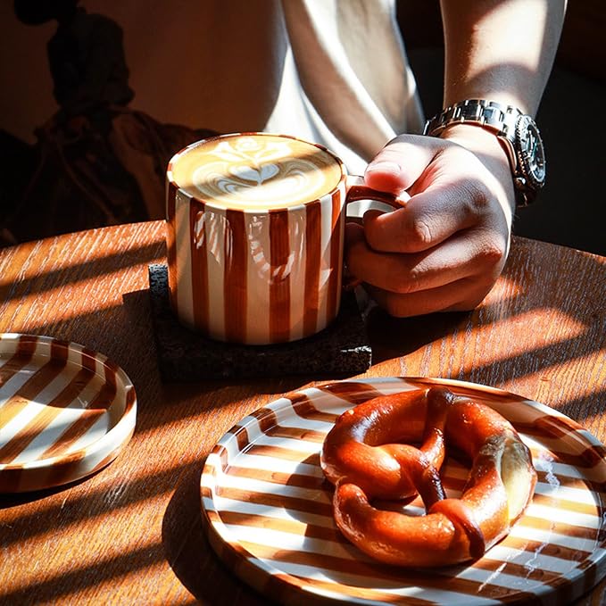 Espresso Cups Ceramic Coffee Mug Series European Striped Dot Coffee Cup And - Image 5