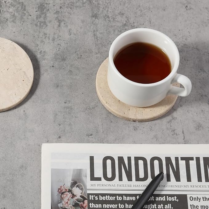Travertine Coasters, Marble Coaster Set of 4 - Image 6
