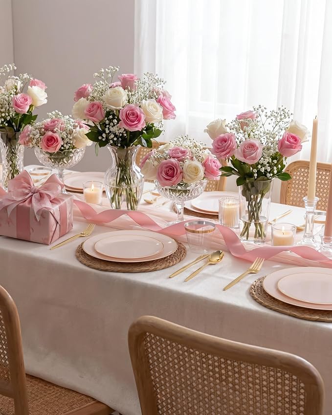 bUCLA 150PCS Pink Plastic Plates - Image 6