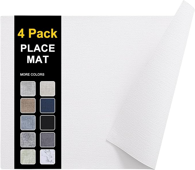 Faux Leather Heat Resistant Placemats 4 Packs, Waterproof Wipeable Dining PU by homing