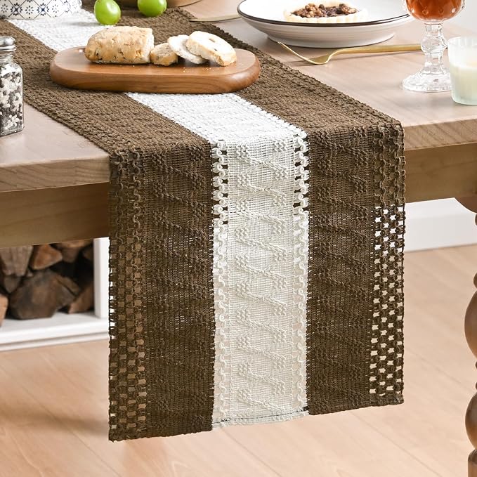 Artoid Mode Coffee Farmhouse Woven Table Runner 12x60 Inch | Seasonal Holiday by ArtoidMode