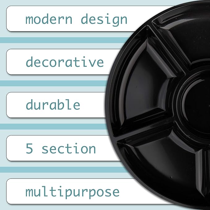 Plasticpro 6 Sectional Round Plastic Serving Tray/Platter - Image 7