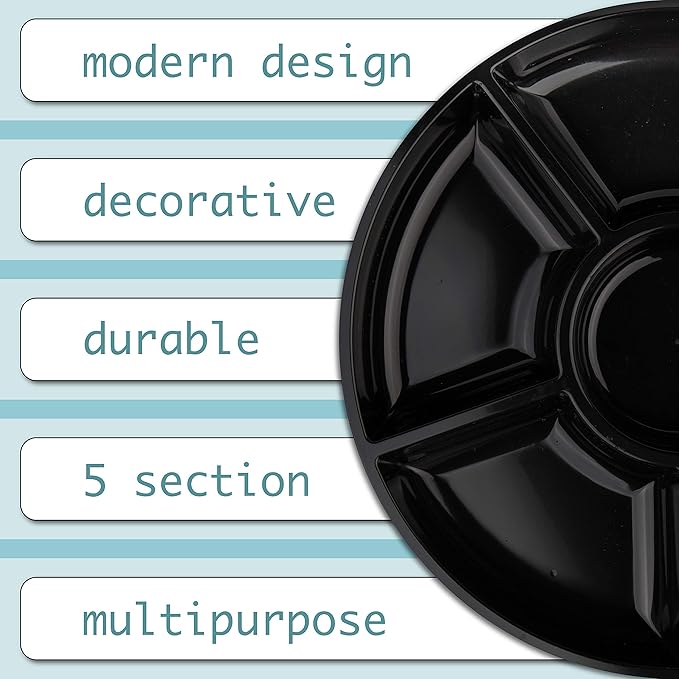 Plasticpro 6 Sectional Round Plastic Serving Tray/Platter - Image 6