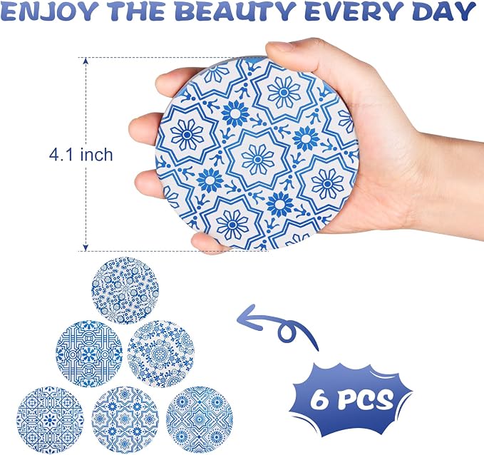 Coasters with Holder, Absorbent Coaster Sets of 6 - Image 3