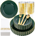 YOUBET 175PCS Green Scalloped Plastic Plates by YOUBET
