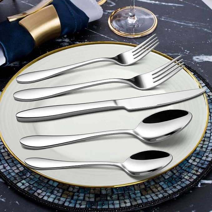 LIANYU 60 Piece Silverware Flatware Set - Image 5