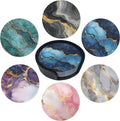 Marble Coasters Leather Round Drink Coasters 6 Pcs Set by Yopiiefa