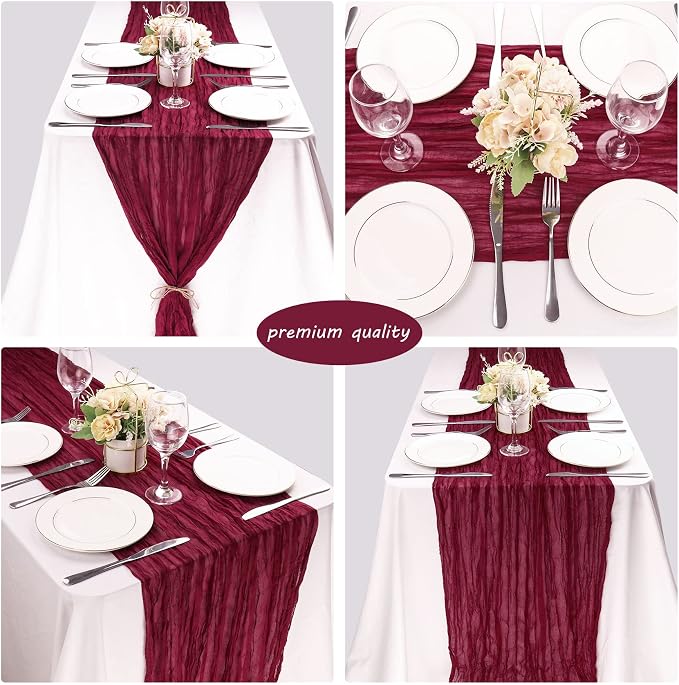 12 Pack 10Ft Cheesecloth Table Runner 35x120 Inch Boho Gauze Table Runner - Image 5