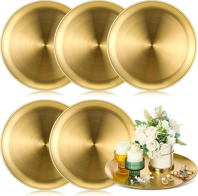 Nuogo 6 Pcs 12 Inch Gold Round Tray by Nuogo
