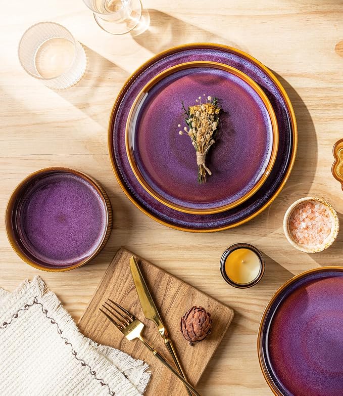 Ceramic Dinnerware Set for 6, 18-Piece Plates and Bowls Set | Lightweight - Image 3