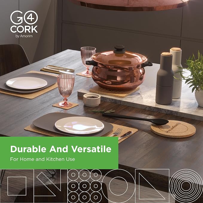 Go4Cork Cork Round Coaster Set of 6-95x3mm | Heat Resistant, Reusable & Easy to - Image 3