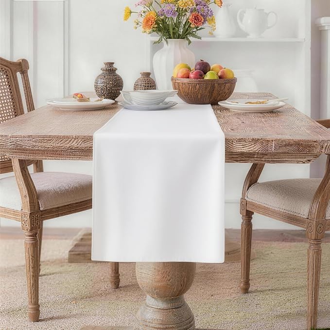MEANMOY White Table Runner 108 Inches Long Waterproof Table Runners | Washable by MEANMOY