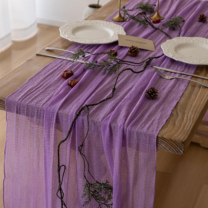 6Pcs Lilac Cheesecloth Table Runner 120 Inches by KEKETOARRANGE