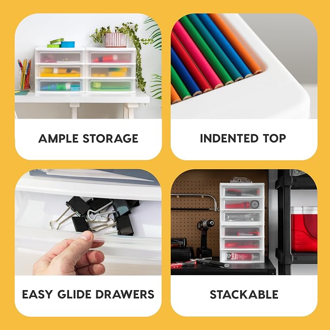 IRIS USA 3-Drawer Medium Stacking Desktop Organizer, stationery, craft - Image 4