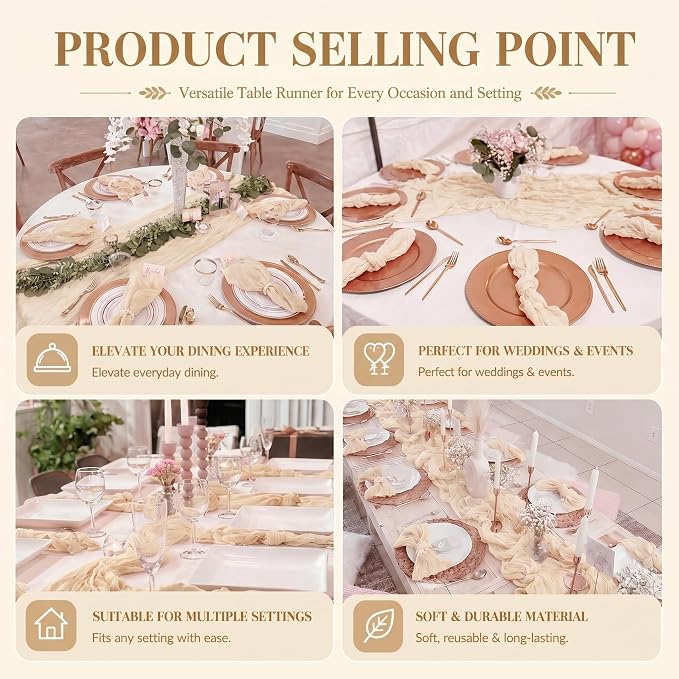 12 Pack Ivory Cheesecloth Table Runner 17x108 Inch Boho Rustic Semi Sheer Gauze - Image 7