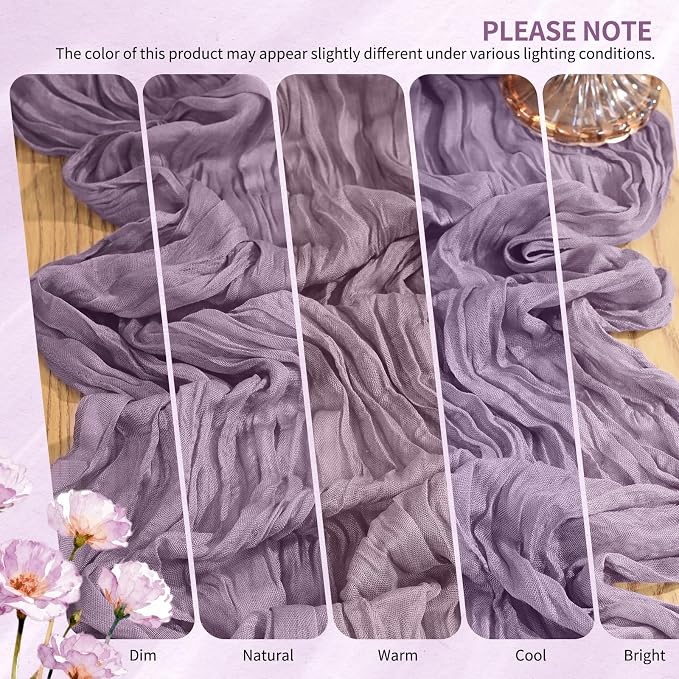 30 Pack Cheesecloth Table Runner 10FT Purple Table Runner Boho Gauze Cheese - Image 7