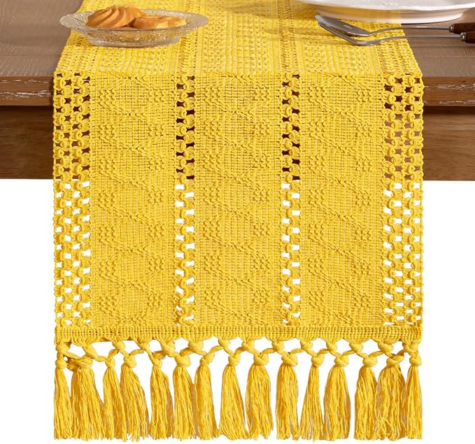 Boho Table Runner Summer Farmhouse Rustic Dining Dresser Scarf Home Decor | - Image 3