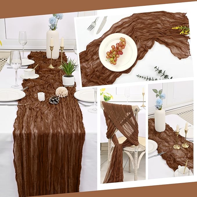10 Pack Brown Cheesecloth Table Runner 17x108 Inch Boho Gauze Cheese Cloth - Image 6