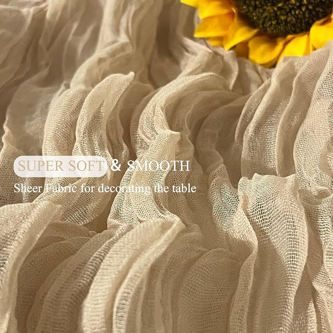 12Pack Beige Cheesecloth Table Runner 20x120inch Gauze Table Runners | Boho - Image 7