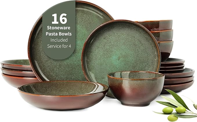 16 Piece Double Bowl Dinnerware Sets by Pokini