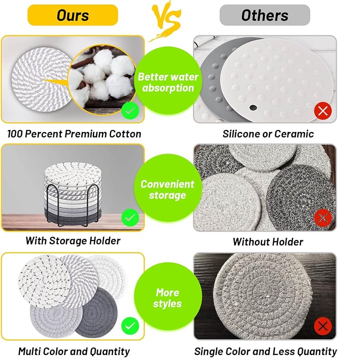 Billbotk 10 Pieces Coasters for Drink Absorbent, 5 Colors Drink Coasters - Image 4