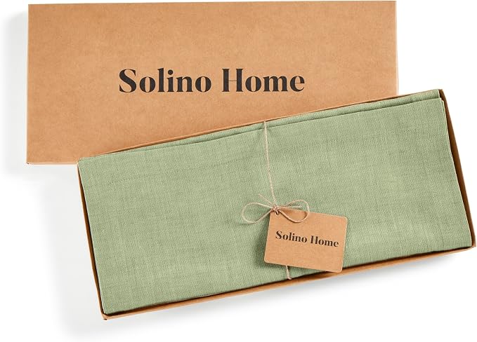 Solino Home 100% Pure Linen Table Runner Olive Woven, Athena 14 x 72 in | Table - Image 5