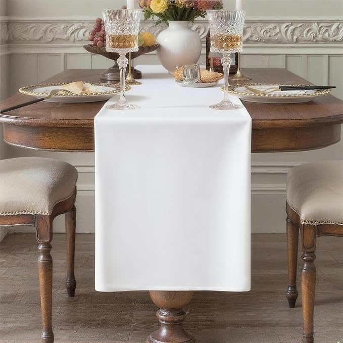 White Table Runner, Waterproof Washable Runners 90 Inches Long | Reusable 12x90 by KAIPHO