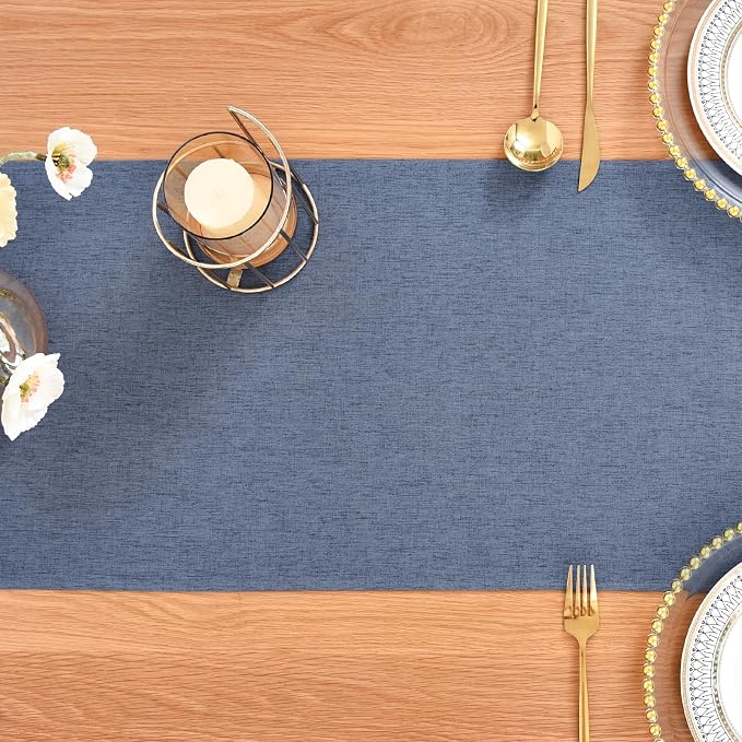 Faux Linen Table Runner Water Resistant 13 x 60 in, Coffee Table Runner - Image 7