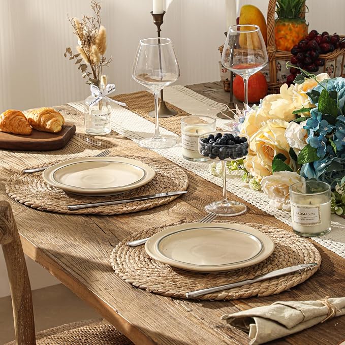 13.8'' Round Woven Placemats Set of 40, Boho Wicker Chargers, Terrekraft | - Image 4