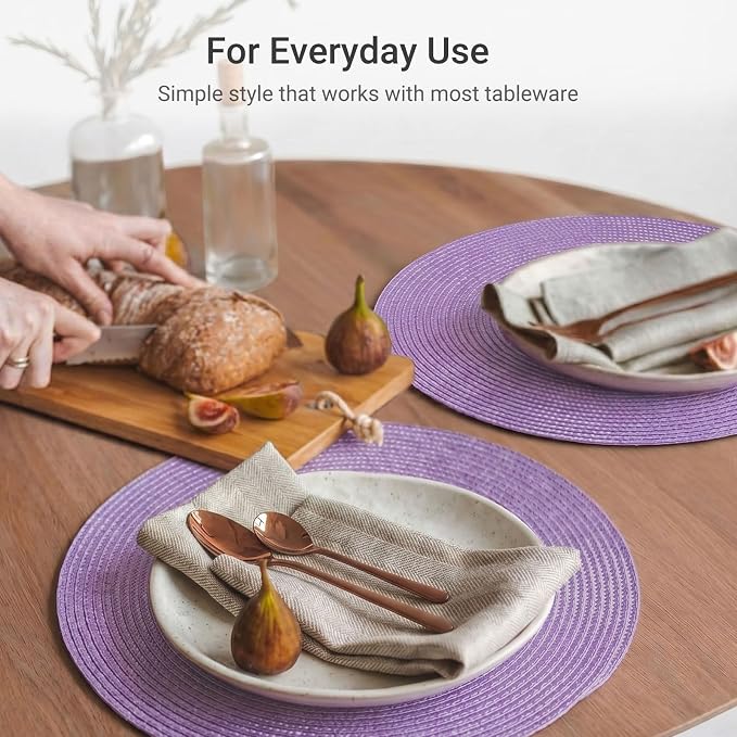 FunWheat Round Braided Placemats Set of 4 Table Mats - Image 8