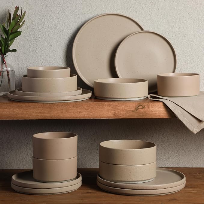 Gibson Elite Tatum Premium Porcelain Matte Reactive Glaze 16-Piece Plates and - Image 3