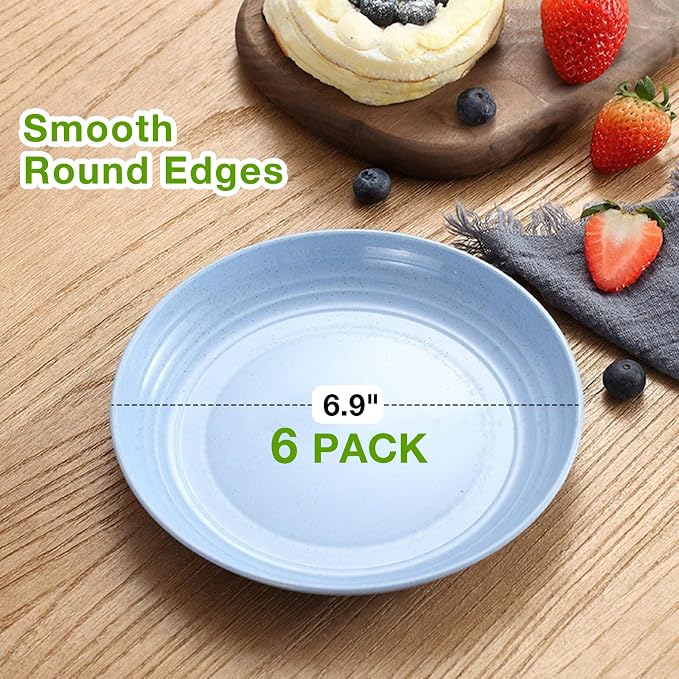Mfacoy 6 PACK Unbreakable Dinner Plates, 6.9 Inch Wheat Straw Plates, Reusable - Image 5