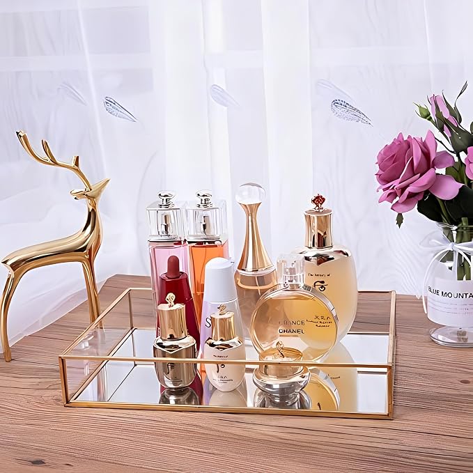 Sooyee Gold Square Mirror Tray, Coffee Table - Image 3