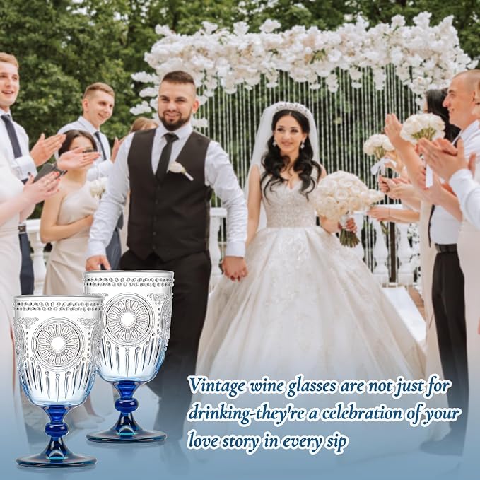 XUWAIDSGN 24Pcs Plastic Vintage Wine Glasses 13.5oz Reusable Embossed Goblet - Image 7