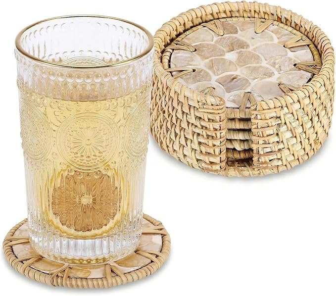 Coastal Coasters Set of 6, Boho Coaster Set by Unknown