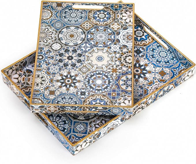 Hiceeden Set of 2 Decorative Serving Trays by Hiceeden