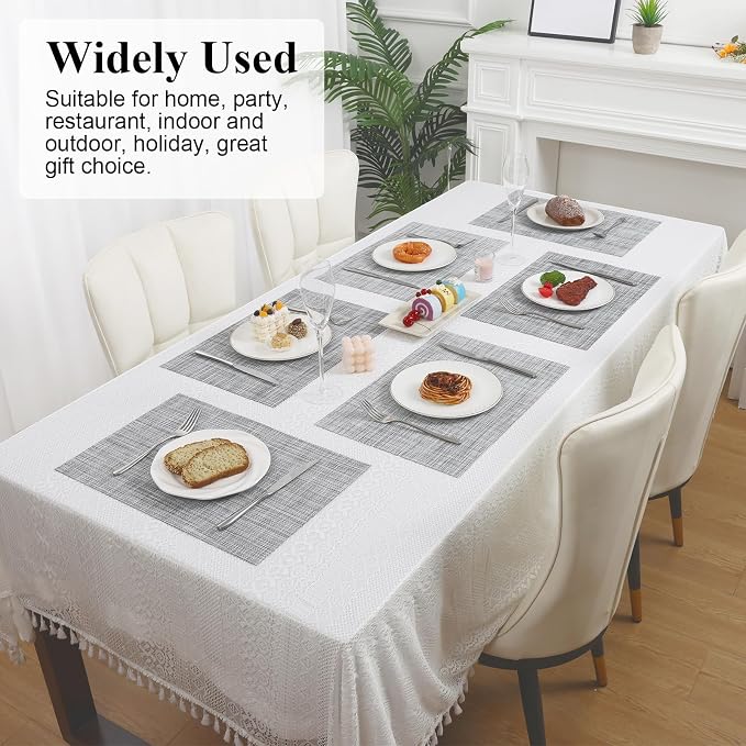 SHACOS Woven Vinyl Placemats Set of 4 Wipe Clean Reversible Table Mats Heat - Image 7