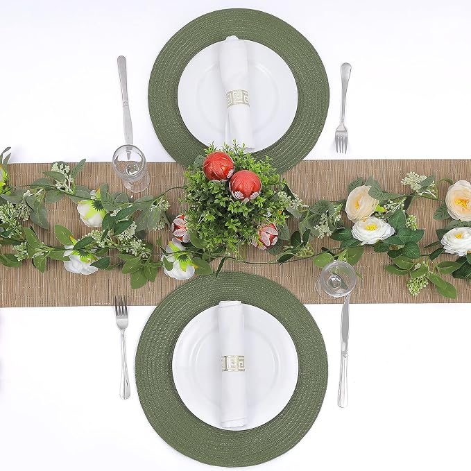 SHACOS Round Placemats Set of 6 Washable 15 inch Round Table Mats Cotton - Image 6