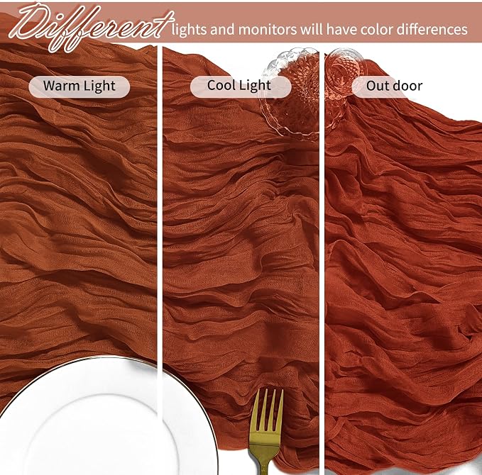 12 Pack Terracotta Cheesecloth Table Runner 17 x 108 Inch Gauze Table Runner - Image 4