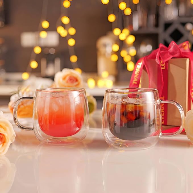 CNGLASS 12oz Double Walled Glass Coffee Mugs, Large Clear Coffee Cups - Image 5