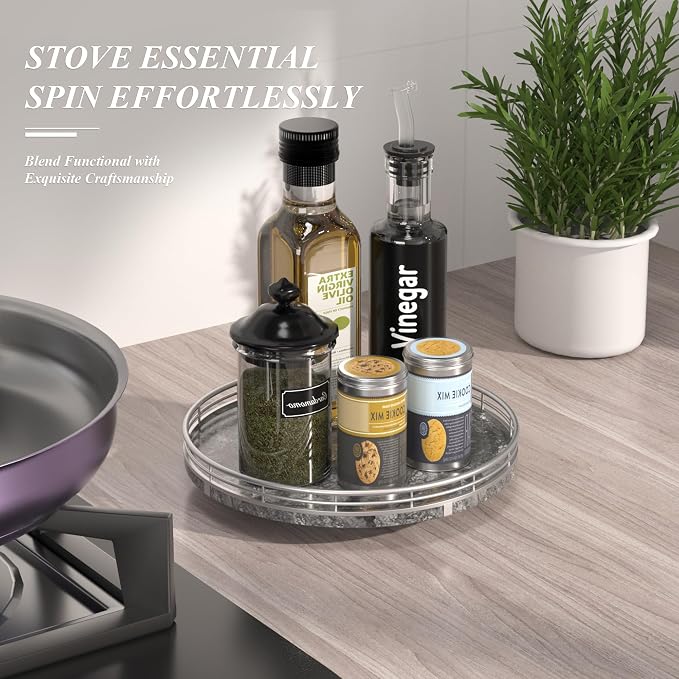 AHM10-Inch Gray Marble Lazy Susan - Image 4