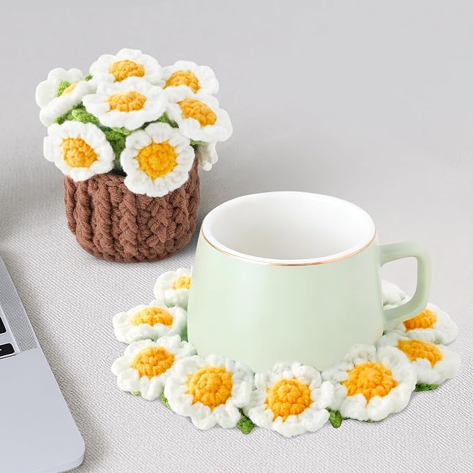 Crochet Flower Coasters, Handmade Bouquet Coasters - Image 6
