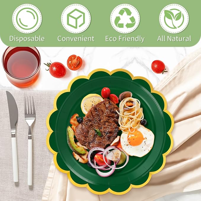 50 Pcs Dark Green Paper Plates Disposable, Dessert Cake Plates, - Image 4