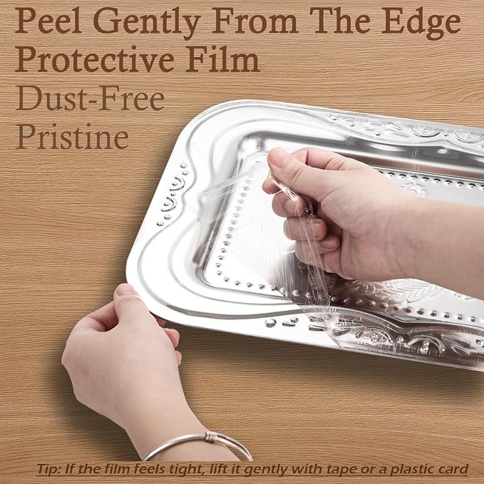 4-Pack Small Silver Serving Trays Set - Image 4