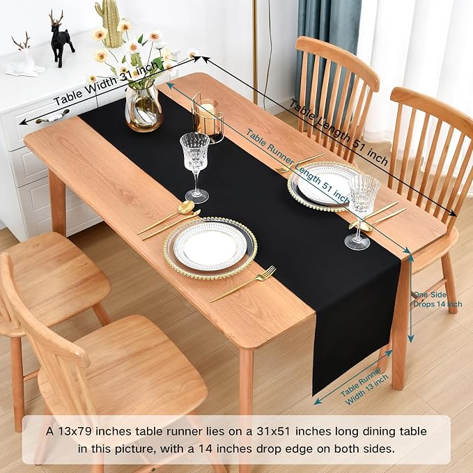 Faux Linen Table Runner Water Resistant 13 x 48 in, Coffee Table Runner - Image 2