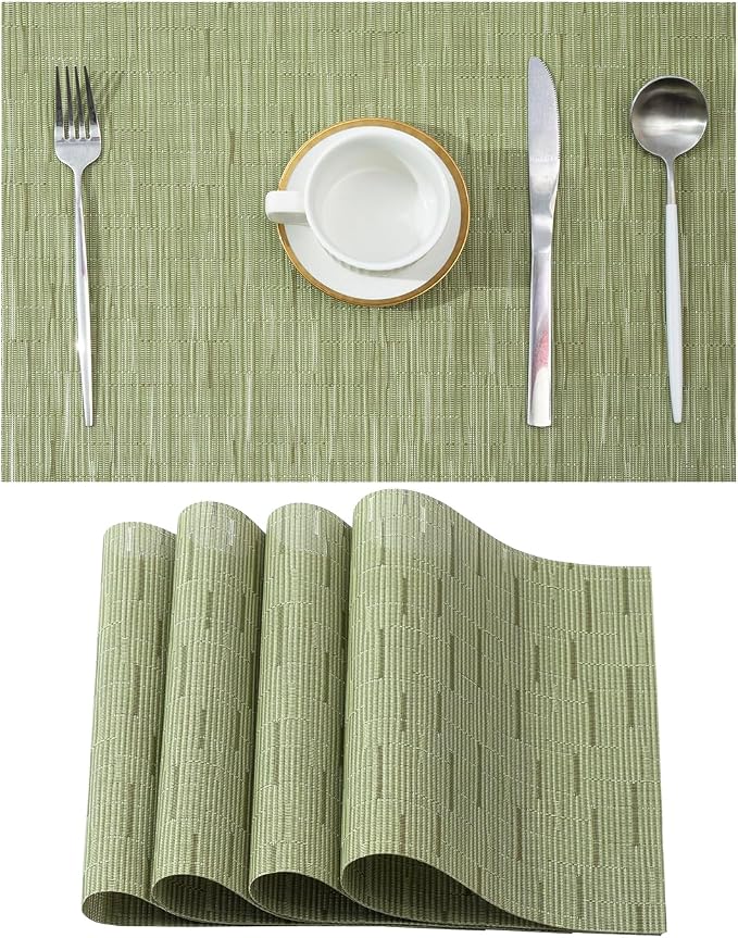 Leetaltree Pea Green Placemats Set of 4 by Leetaltree-ArtatEveryTable