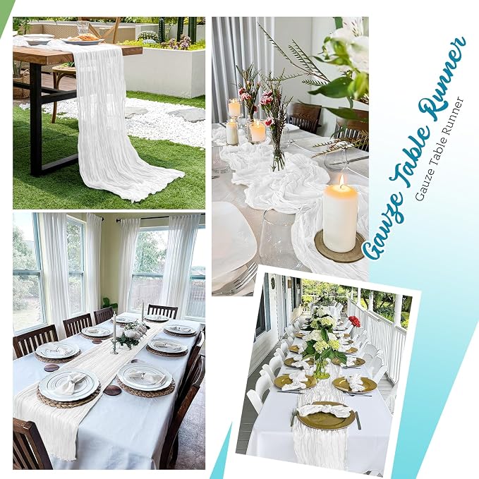 16 Pack White Cheesecloth Table Runners 20x120 Inch Gauze Table Runner Cheese - Image 5