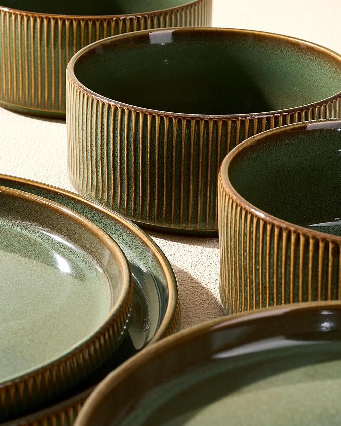 Stoneware Dinnerware Sets, Reactive Glaze Dishes Set - Image 4